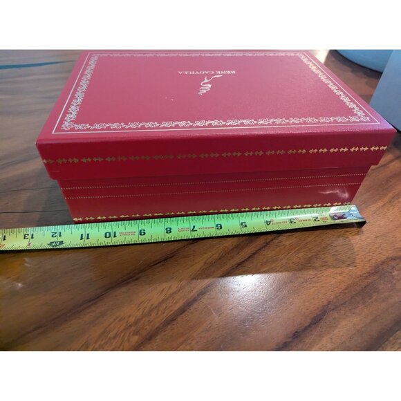 Rene Caovilla Red Embossed Shoe Box W/ Gold Accents Made In Italy Decorative Sto - Picture 4 of 15